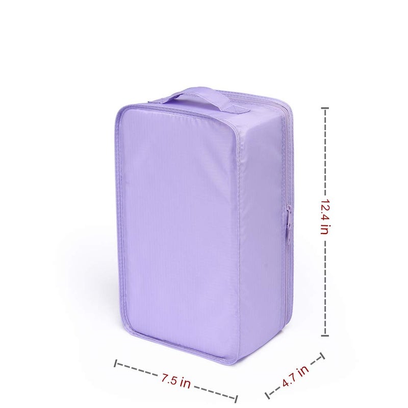 JJ POWER حقائب أحذية للسفر، منظم حقائب أحذية مقاومة للماء قابلة للطي - طبقة مزدوجة (2 حقيبة أحذية لافندر) - Image 2